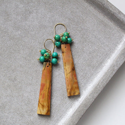 Picasso jasper and turquoise earrings