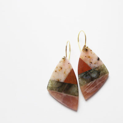 Pink semiprecious stone earrings