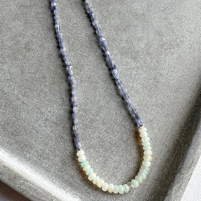 Tanzanite and opal semiprecious necklace